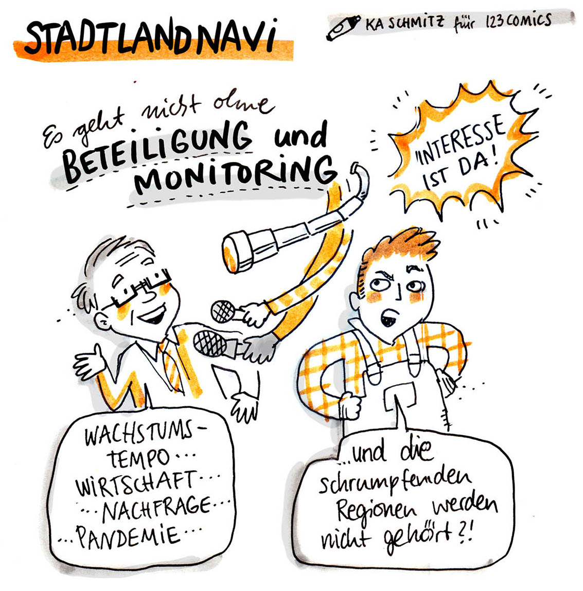 Sketch StadtLandNavi von der Statuskonferenz 2020 (Bild: 123comics)